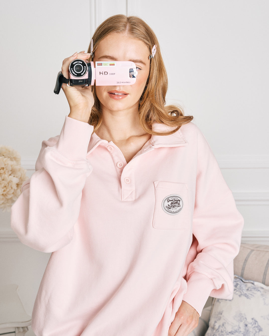 Softgirl Button Sweatshirt